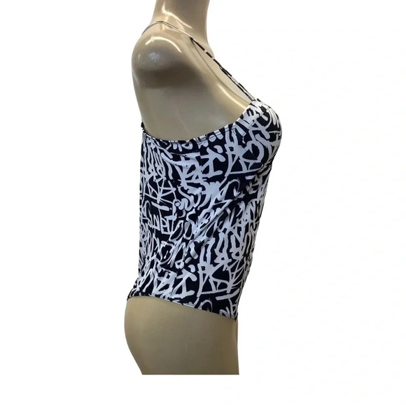 Glam rocks one piece graffiti print bodysuit with padded cups Size XL New - Picture 2 of 10